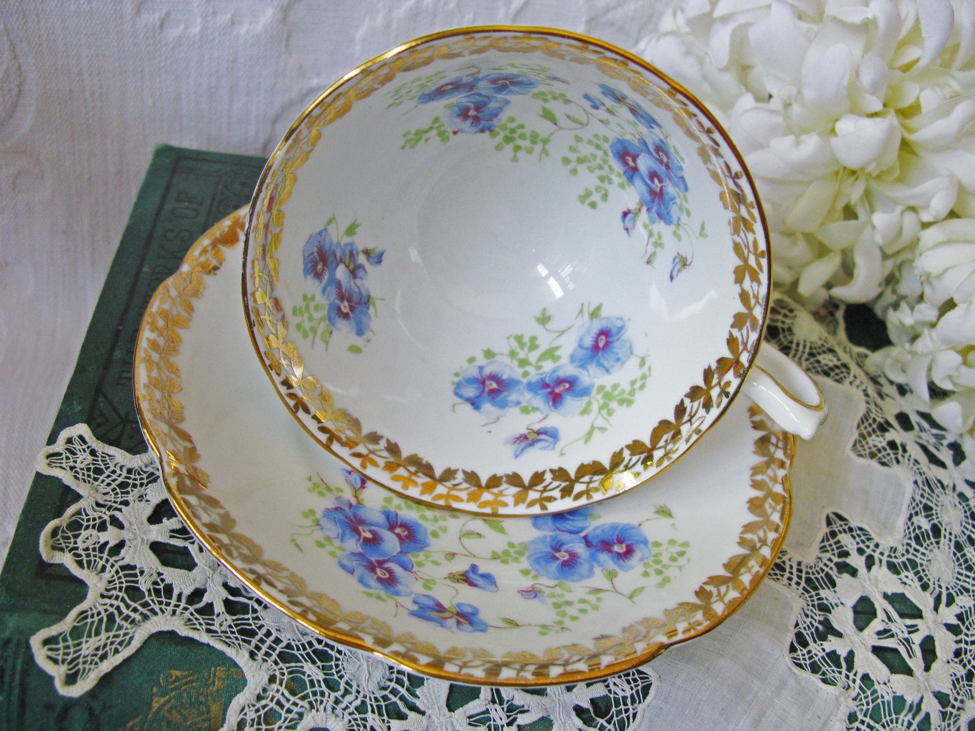 Pansy Tea Cup English Bone China Colingswood Vintage Tea Gift Dainty Elegant Shabby Chic Retro Mid Century Classic British WhenRosesBloom