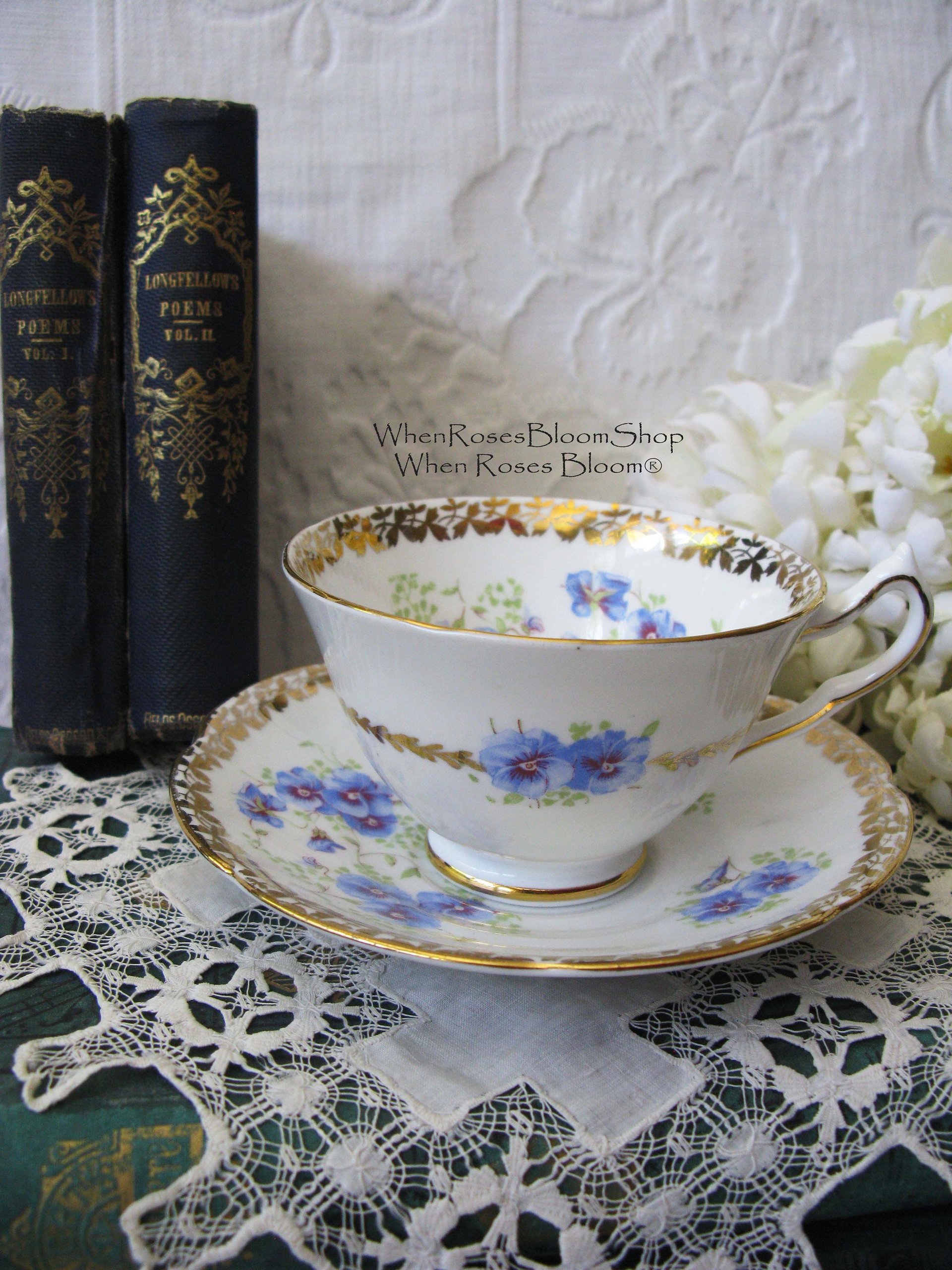 Pansy Tea Cup English Bone China Colingswood Vintage Tea Gift Dainty Elegant Shabby Chic Retro Mid Century Classic British WhenRosesBloom