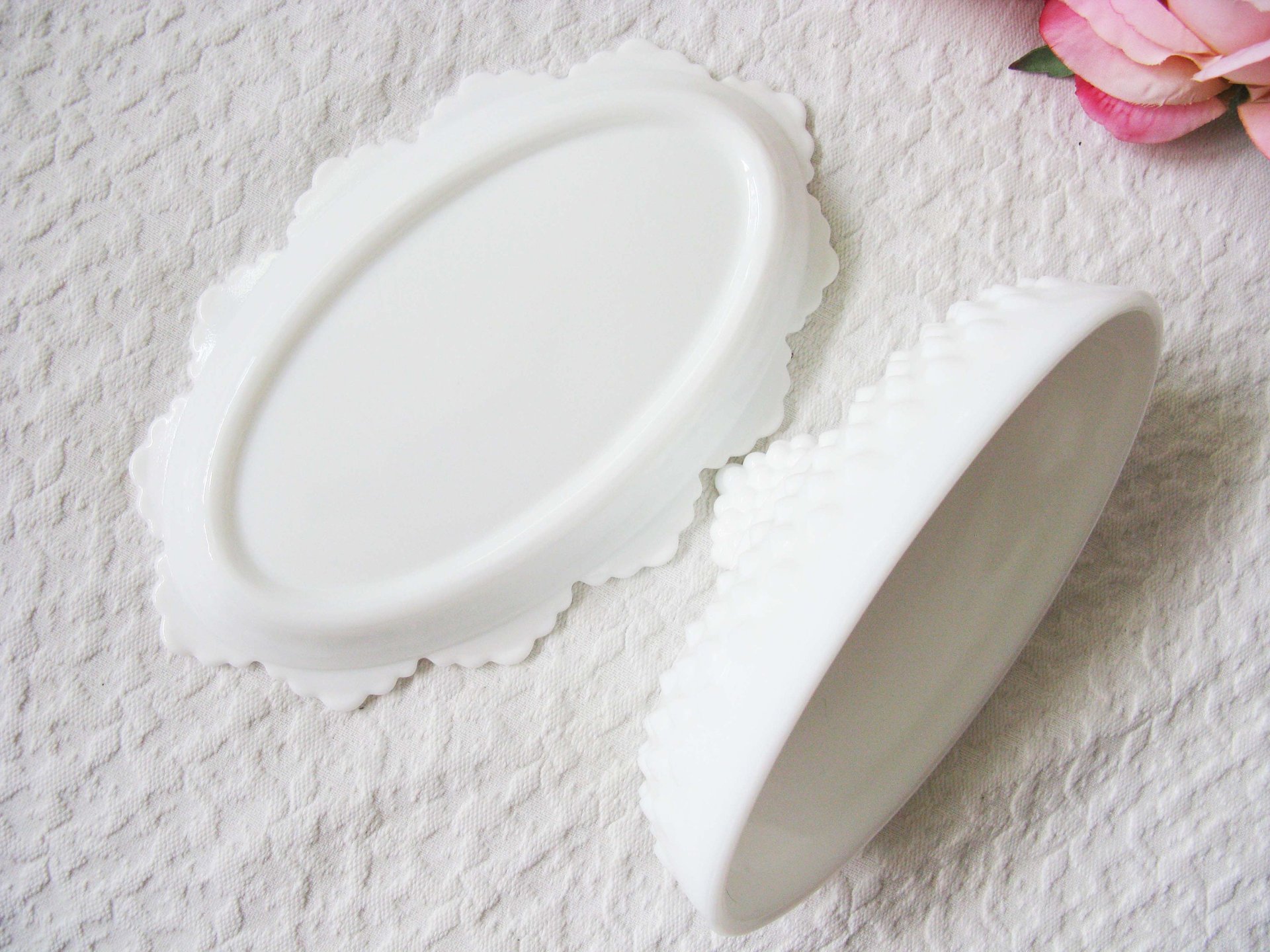 Fenton Butter Dish Milk Glass White Hobnail with label Mid Century Shabby Romantic Farmhouse WhenRosesBloom