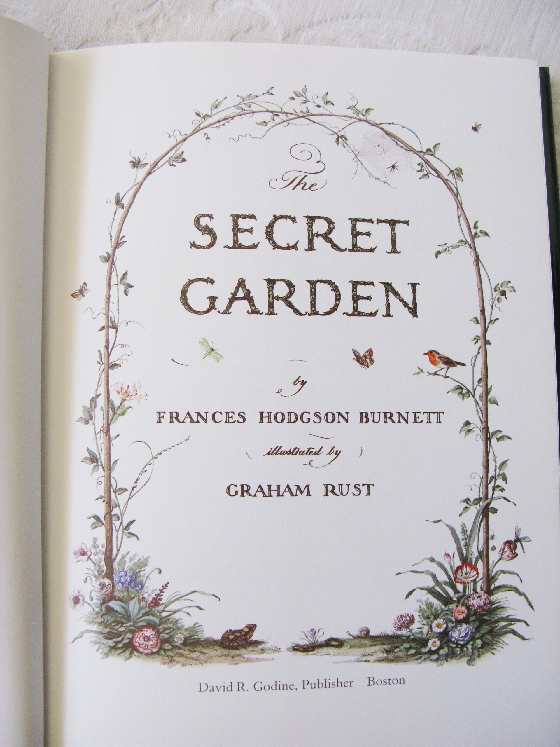 Book The Secret Garden Frances H Burnett Vintage Retro Library Decorative Graphic Art  Juvenile Child Fiction Fantasy 1st Ed. WhenRosesBloom