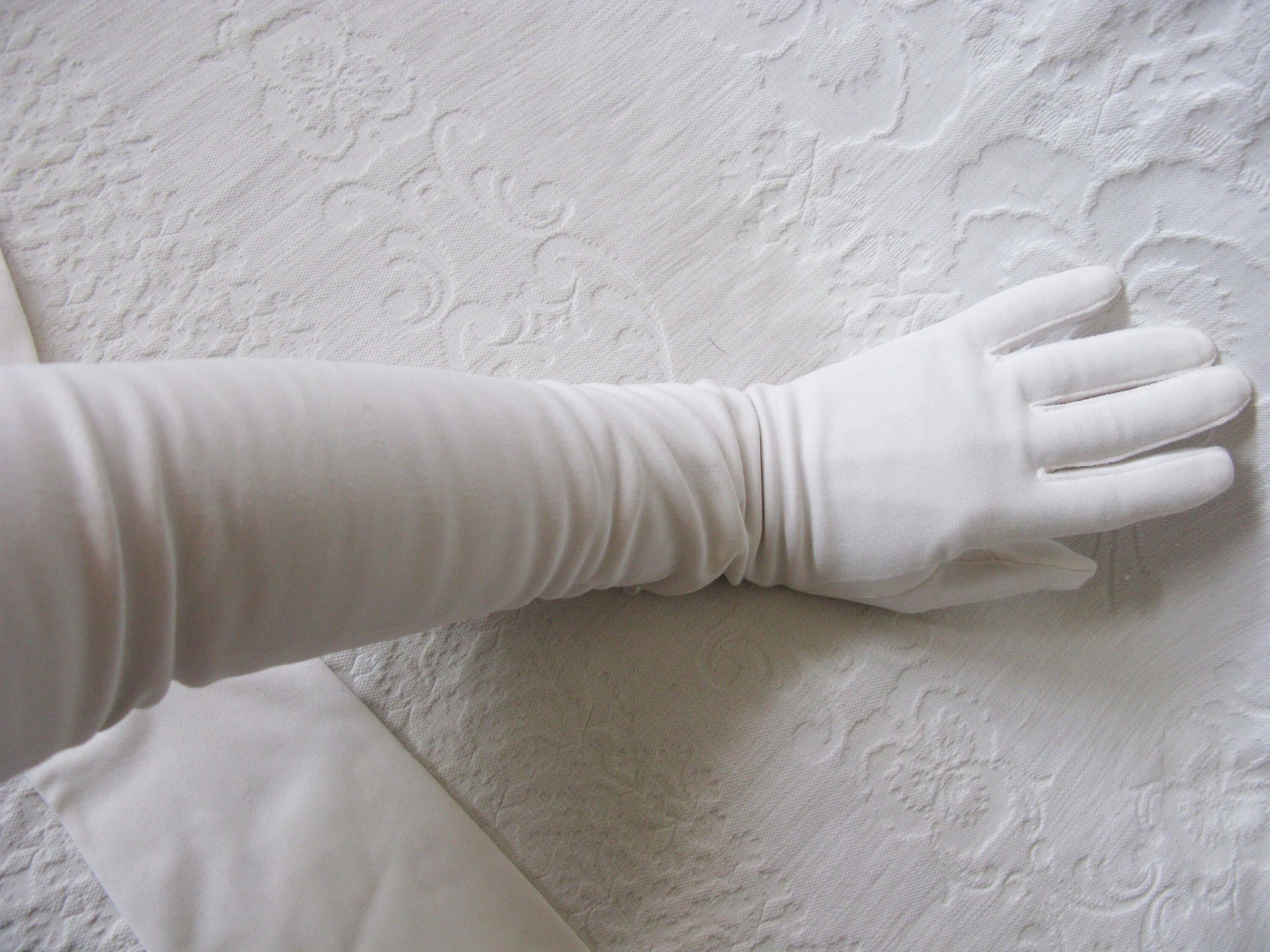 Vintage Gloves White Debutante Long Opera 3 Button Mid Century Wedding Style Downton Titanic Jane Austen Cosplay When Roses Bloom