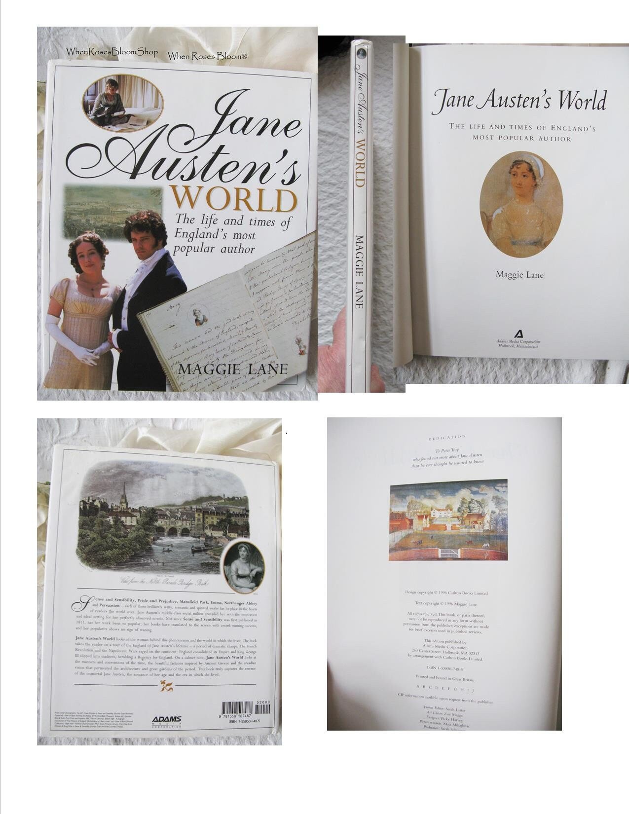 Vintage Book Jane Austen's World gift book  Detailed look into Regency Life and Jane Austen's daily life  Decorative Library Decor WhenRosesBloom