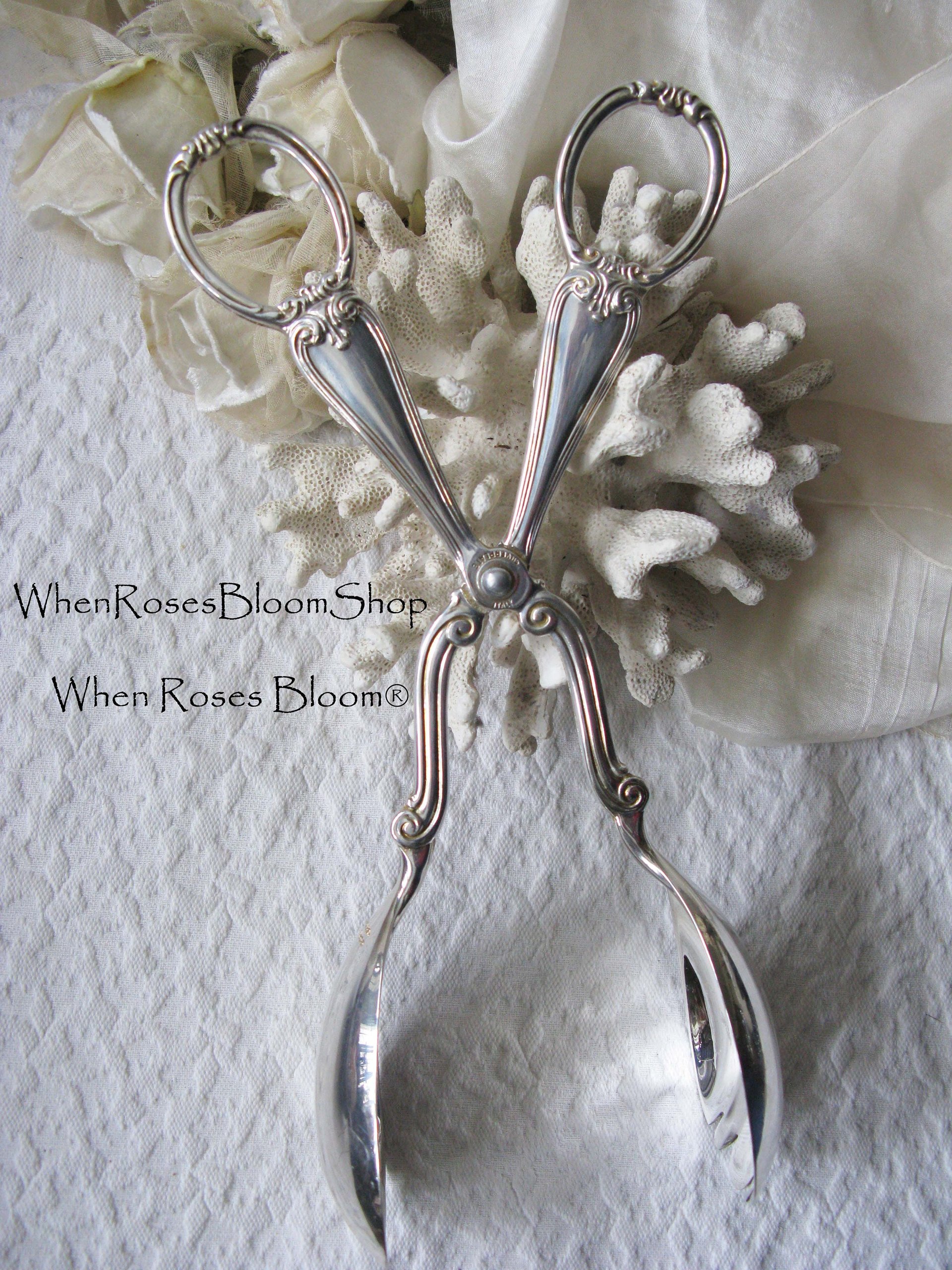 Silver Gorham Heritage Tongs Server for Salad Pastry Vintage Elegant Party Afternoon Tea Gift  Downton Austen Cottage Shabby WhenRosesBloom