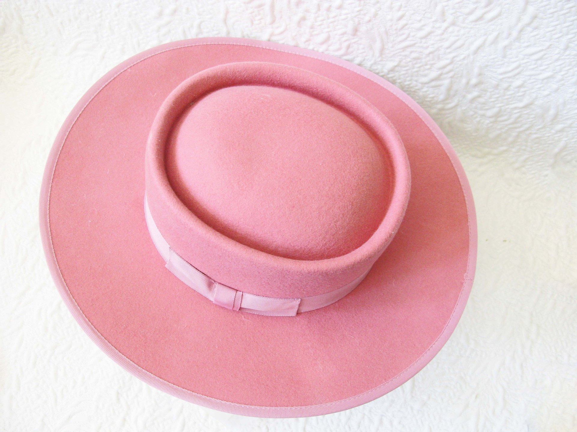 Vintage Sailor Boater Pink Wool Hat Tailored Elegance Mid Century Suburbia Retro Cosplay Miss Phyrne Fisher Princess Diana WhenRosesBloom