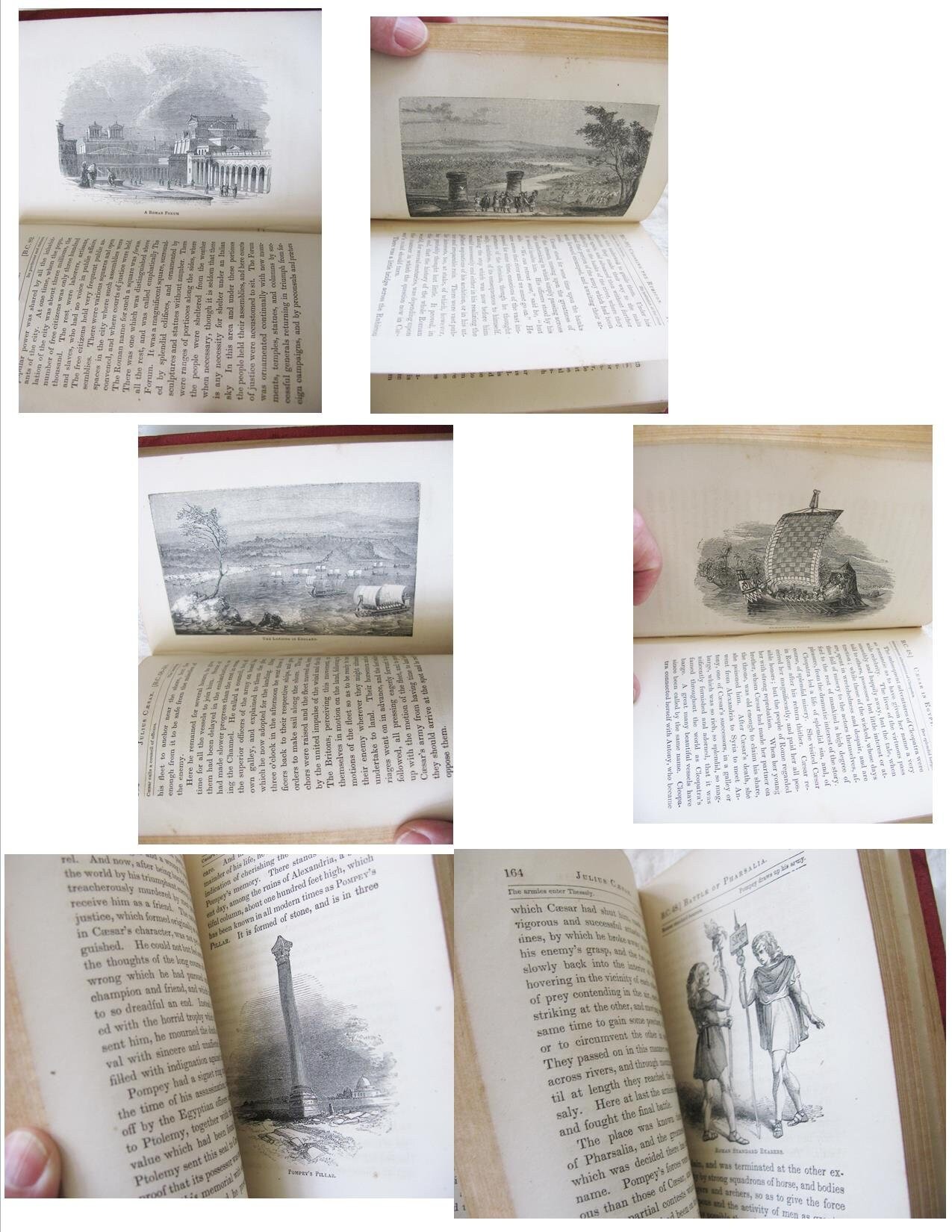 Red Book Vintage Rare Classic History of Julius Caesar circa 1849 Decorative Library Gift Art Nouveau Graphic Cover Engraving WhenRosesBloom