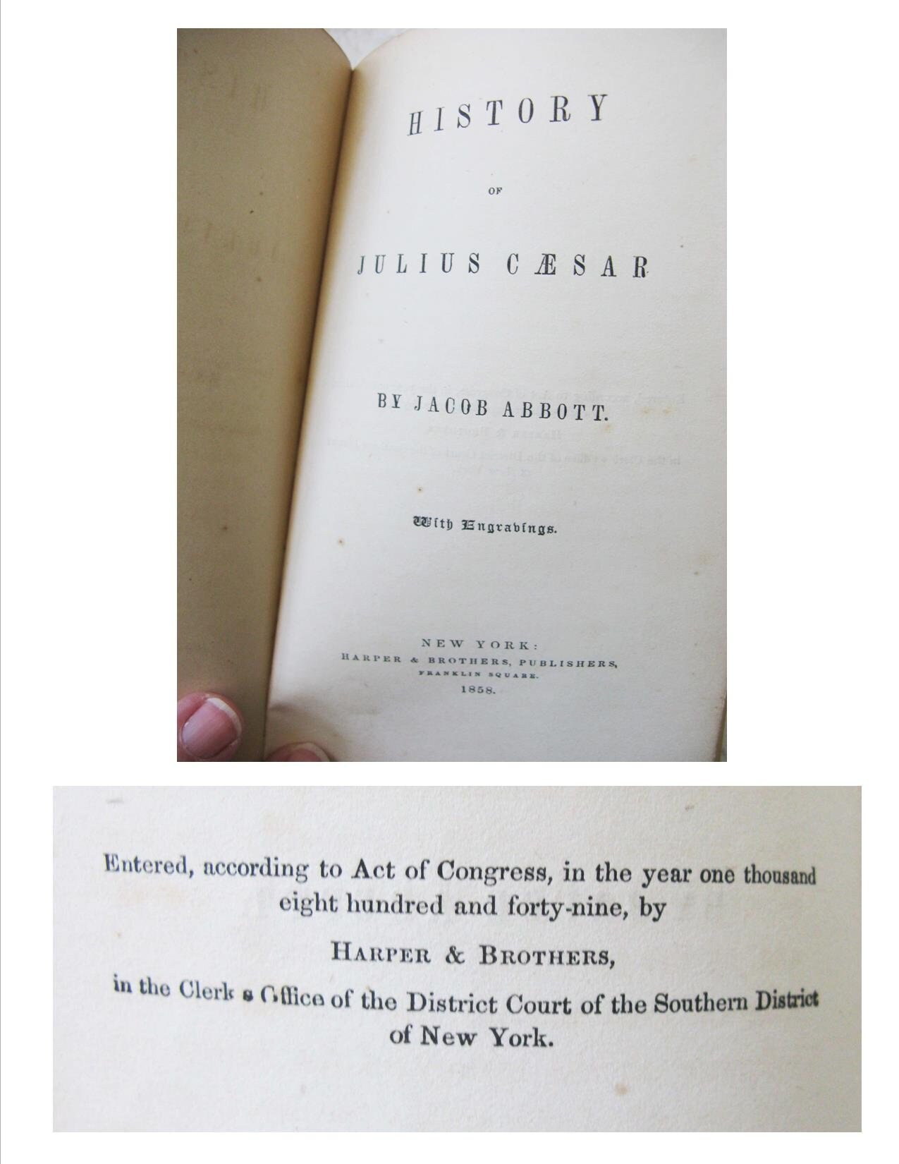 Red Book Vintage Rare Classic History of Julius Caesar circa 1849 Decorative Library Gift Art Nouveau Graphic Cover Engraving WhenRosesBloom