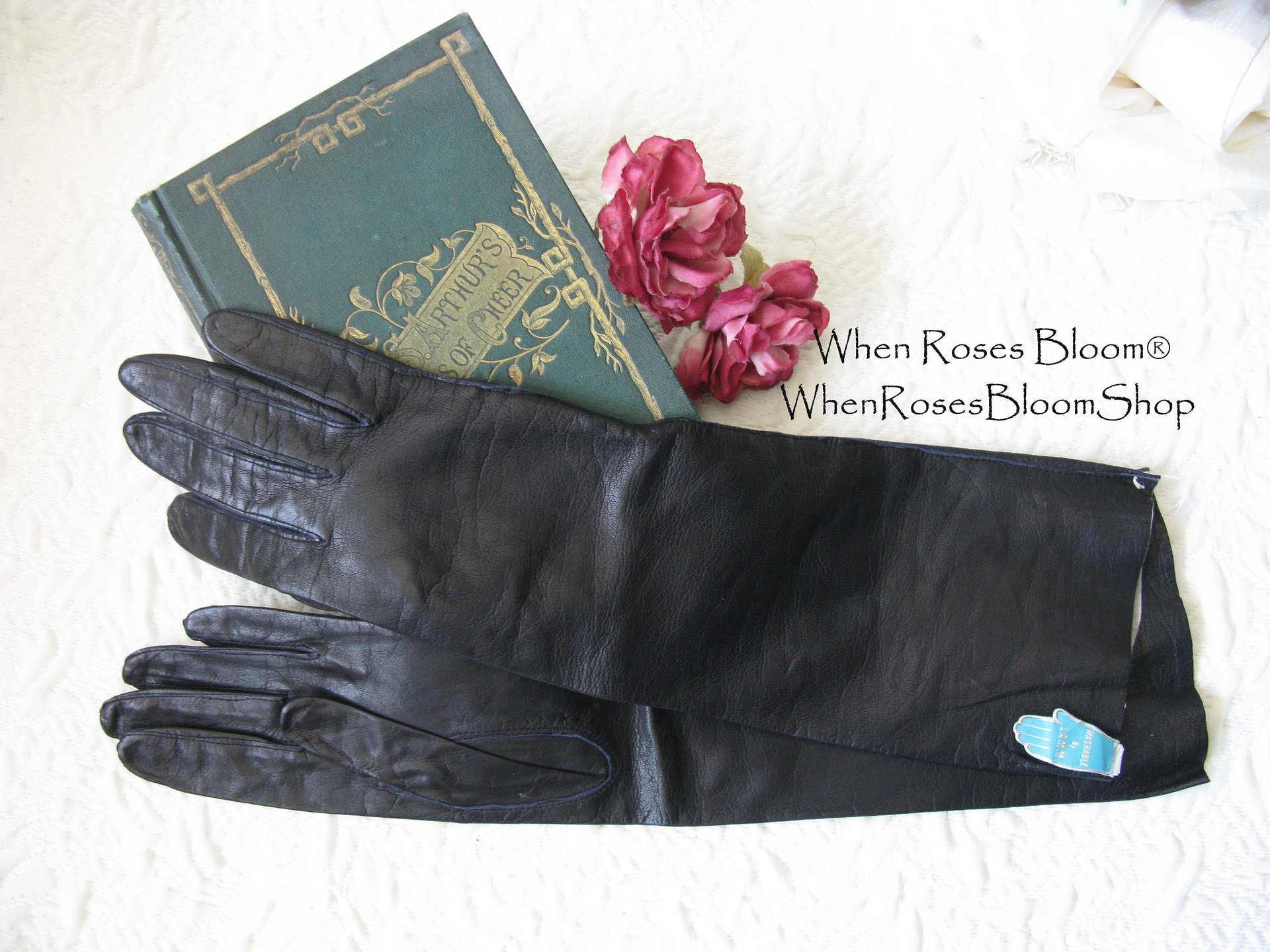 Black Leather Gloves Size 6.5 NOS Matinee Vintage Downton Steampunk Downton  Miss Fisher 50's -60's Cosplay Style  WhenRosesBloom