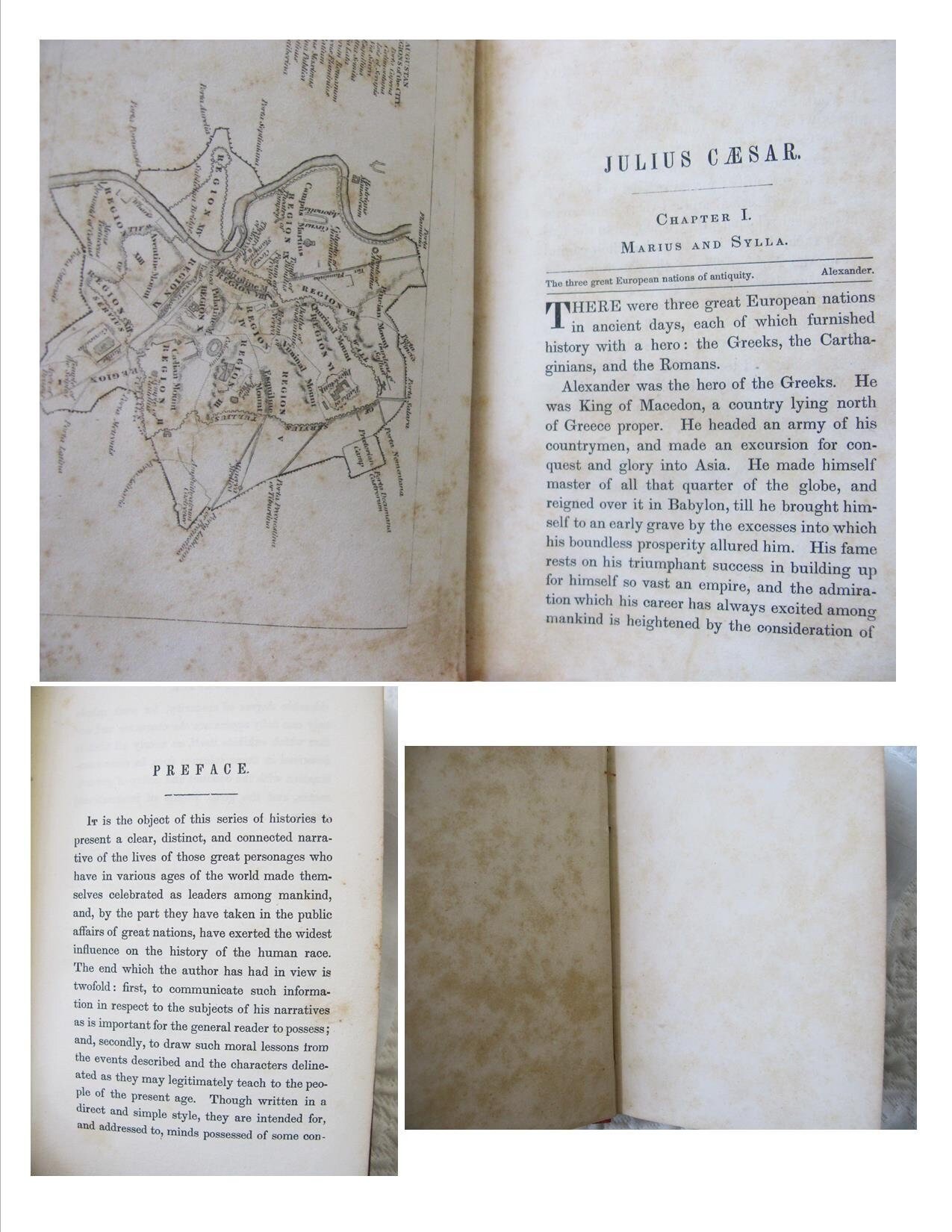 Red Book Vintage Rare Classic History of Julius Caesar circa 1849 Decorative Library Gift Art Nouveau Graphic Cover Engraving WhenRosesBloom