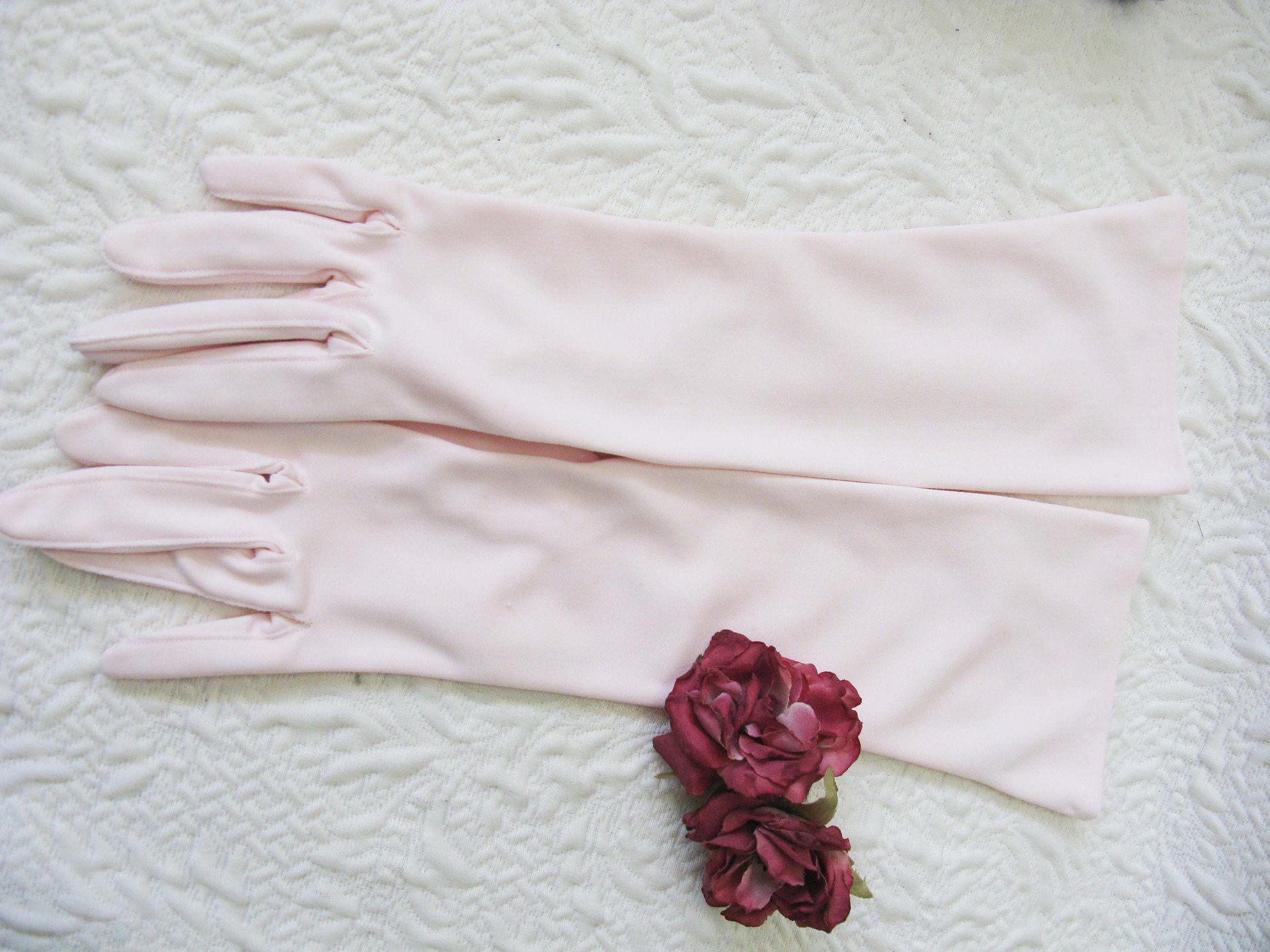 Pink Purse and Gloves Size 7 Vintage Retro Mid Century Dance Tea Party Audrey Hepburn 60s 70s Cosplay When Roses Bloom