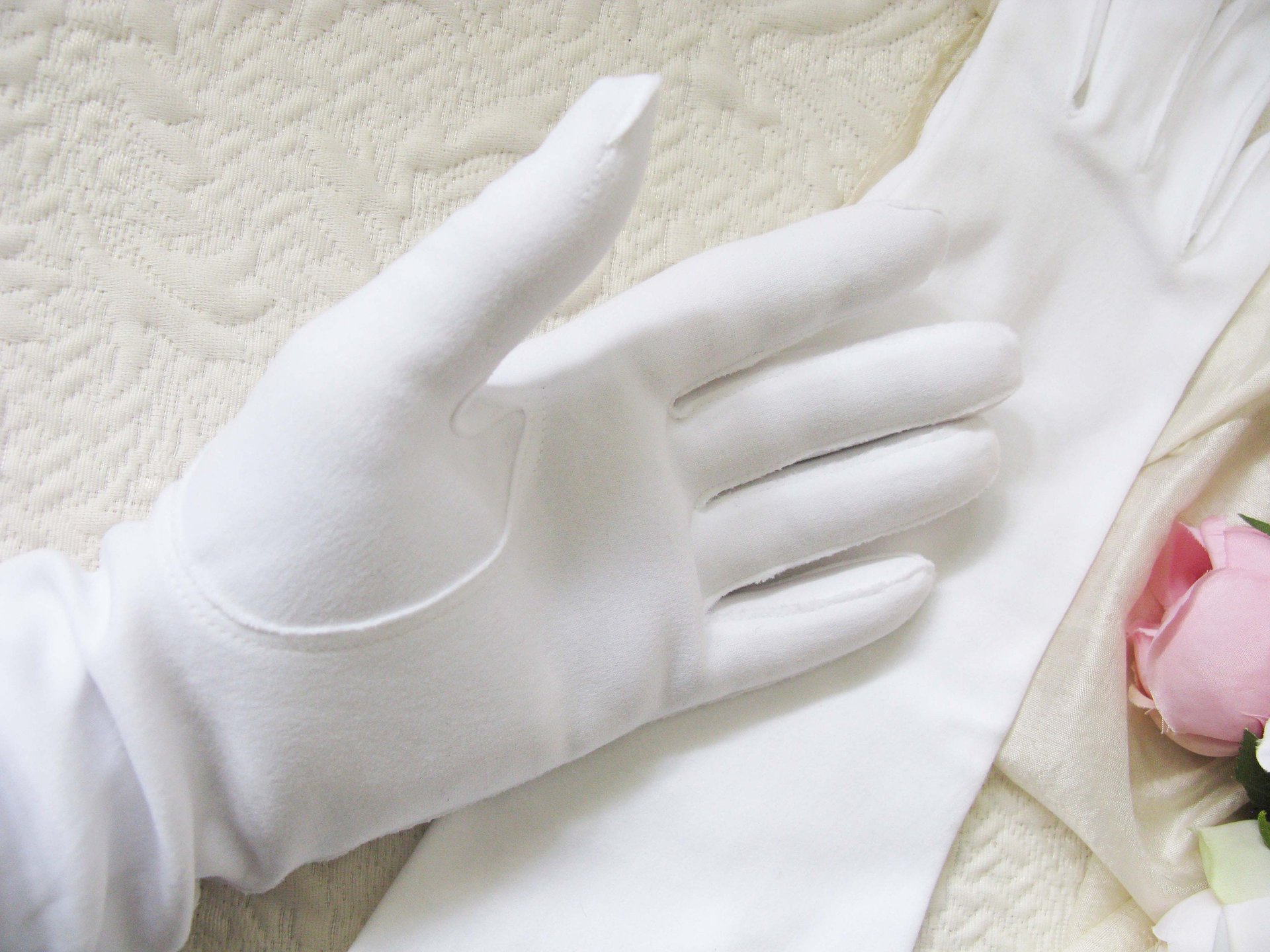 Vintage White Gloves Matinee Forearm Length Wedding Classic Retro Mid Century Bride Bridesmaid Downton Austen Cosplay When Roses Bloom