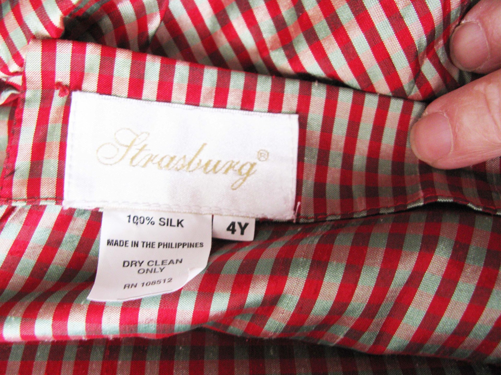 Vintage Child Silk Dress Red Stripe Strasburg Recital Christmas Outfit Size 4 Keepsake Heirloom Gift WhenRosesBloom