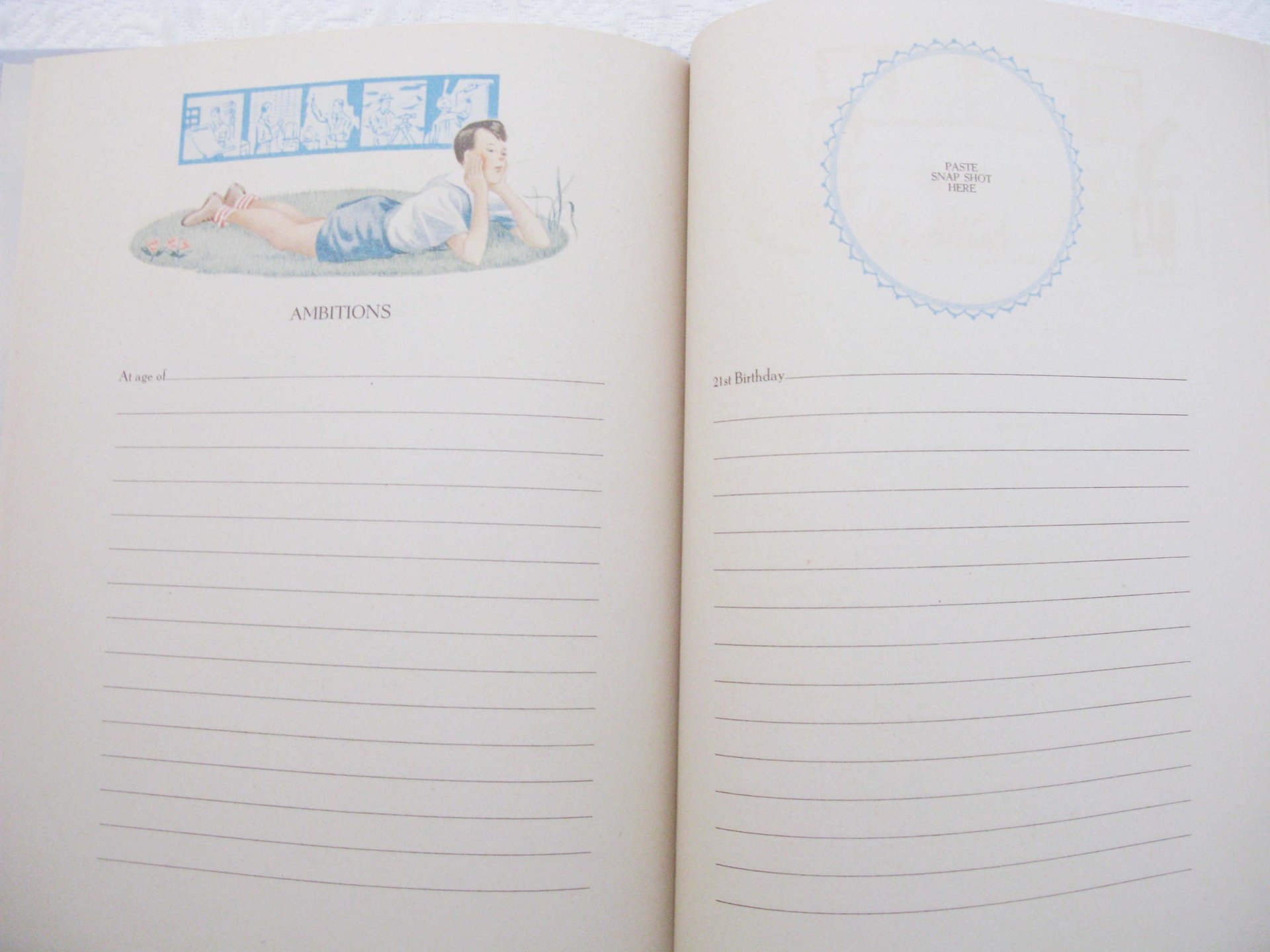 Baby Boy Book Vintage Record Events Retro Nursery Decorative Graphic Art  Juvenile Child  WhenRosesBloom