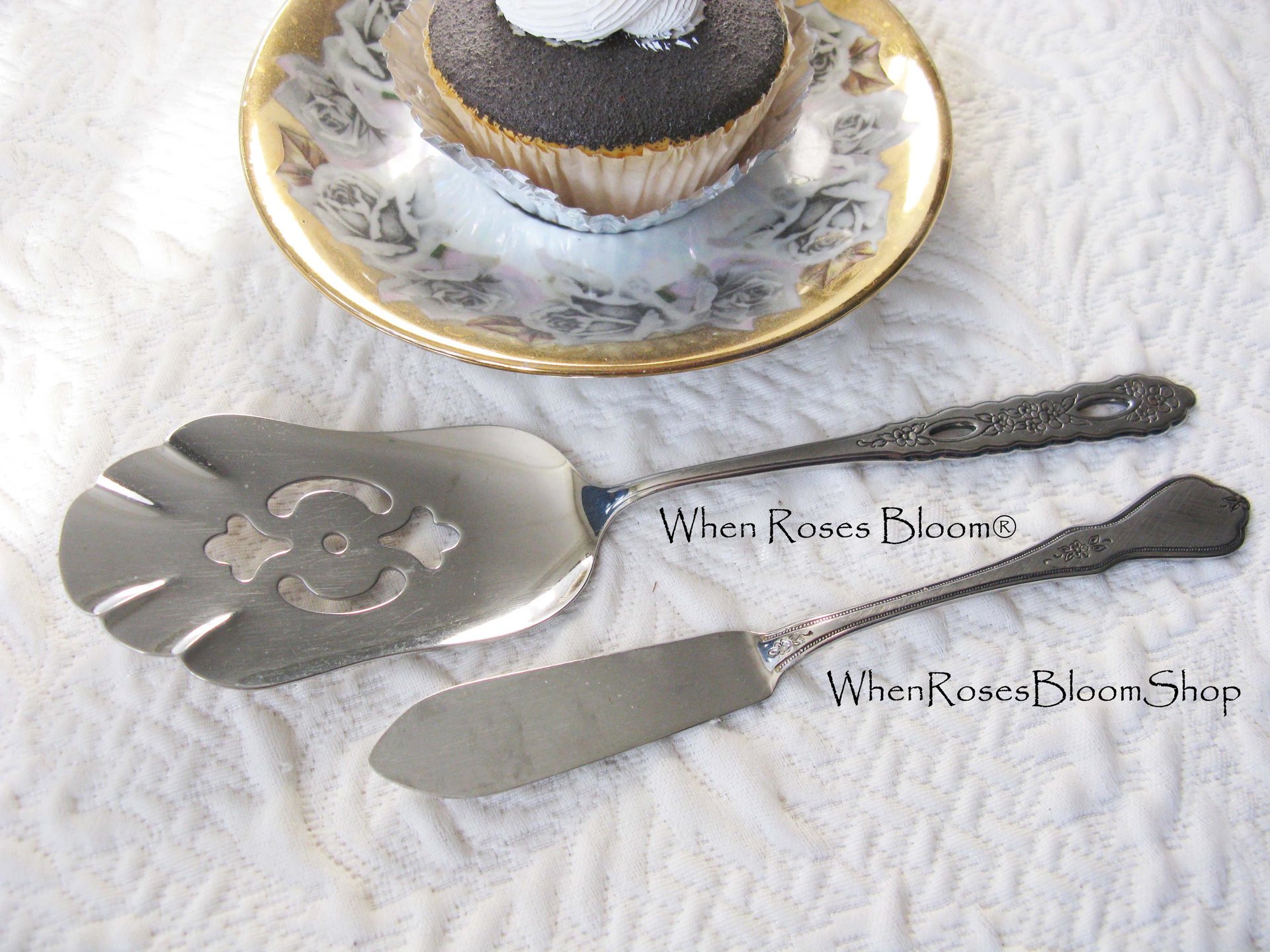 Vintage Stainless Pastry Server Spreader Oneida Proposal Morning Blossom Party Entertain Tea Birthday Wedding Shower Gift  WhenRosesBloom