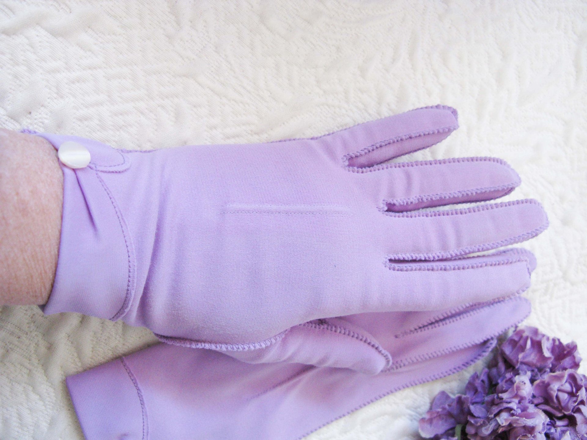 Purple Violet Gloves tailored Fabric Stetson Vintage Wedding Tea Party Mid Century Bridal Retro cosplay Gift for her When Roses Bloom