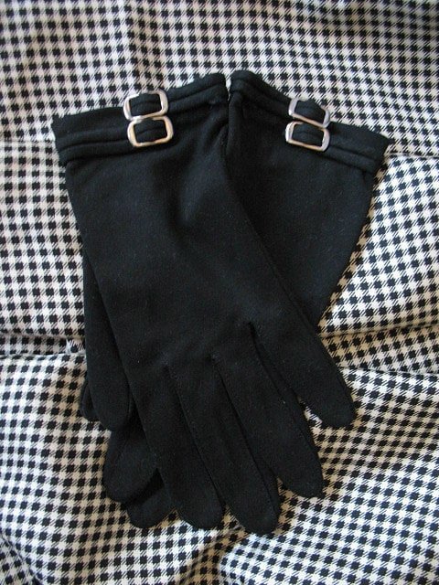 Vintage Black Gloves  Sz 7 1/2  NOS Driving Gloves Mid Century Retro Audrey Hepburn Hollywood Glamour Steampunk  Free Ship US WhenRosesBloom