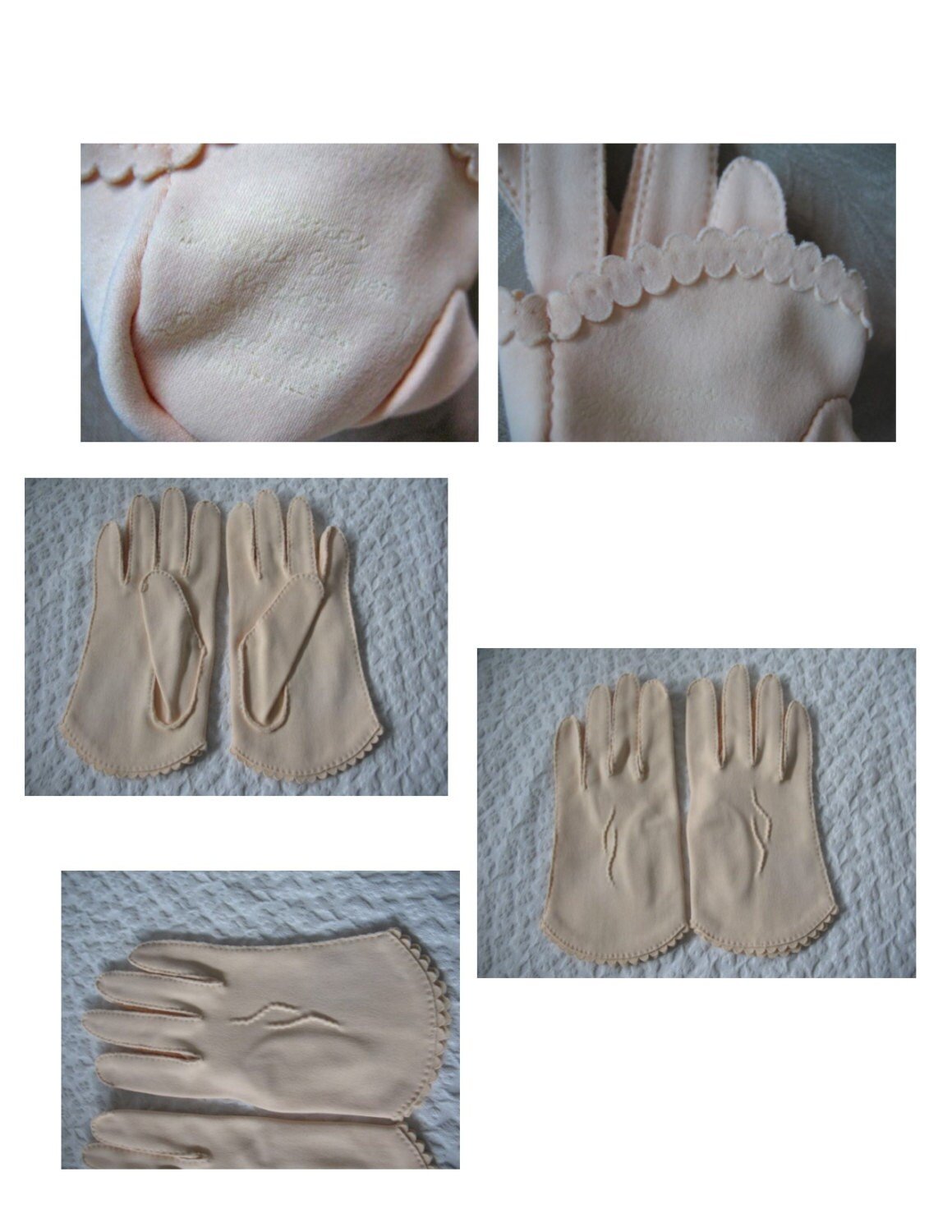 Vintage Gloves Beige Pink Flesh tone Retro Mid Century Tea Party Wedding Dance Bride Bridesmaid Petite Girl Free Ship US   WhenRosesBloom