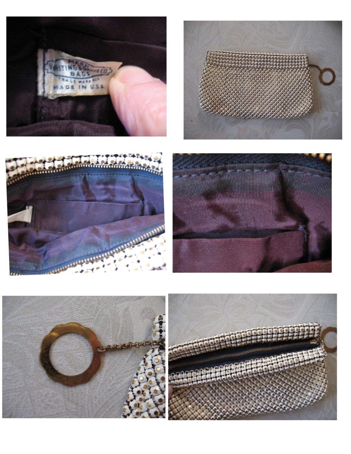Whiting Davis Purse White Gold Enamel Beaded 1960s Vintage Retro Wedding Elegant Evening Cocktail Hollywood Glamour  WhenRosesBloom