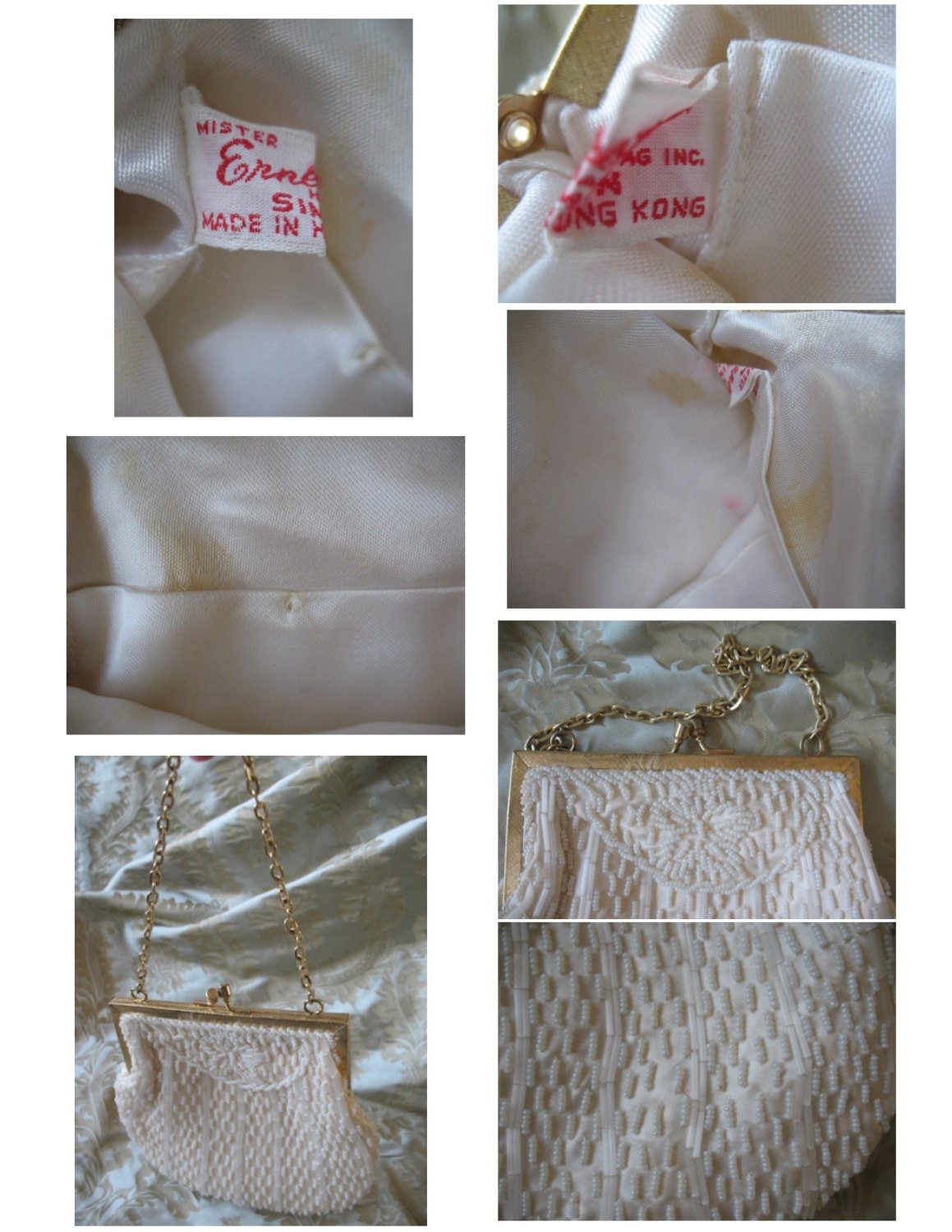 Vintage Purse White  Beaded Formal Evening Handbag 1960s Wedding Tea Party Deubutante Classic Bridal Womens's Accessories WhenRosesBloom