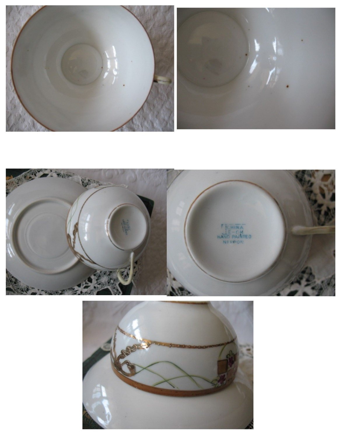 Vintage Tea Cup Nippon China Japan Retro Tea Dainty TeaTime Gift Gold Bow Farmhouse Cottage Shabby Chic Downton Abbey Style WhenRosesBloom