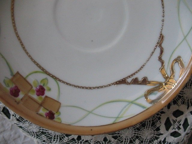 Vintage Tea Cup Nippon China Japan Retro Tea Dainty TeaTime Gift Gold Bow Farmhouse Cottage Shabby Chic Downton Abbey Style WhenRosesBloom