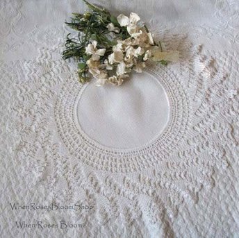 Crochet Round Doily Wedding Tea Party Vintage Linen ShabbyDecor Style Victoria  Cottage Farmhouse Style WhenRosesBloom