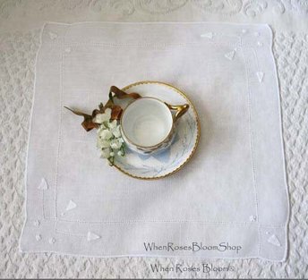 Vintage White Hanky Wedding Keepsake Remembrance Handkerchief Elegant Linen Heirloom Gift Classic Romantic Style Free ShipUS  WhenRosesBloom
