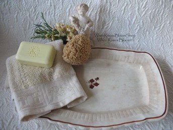 White Ironstone Platter Large English Vintage Tea Leaf Antique Cottage Kitchen Bath Rustic Farmhouse Pioneer Primitive WhenRosesBloom