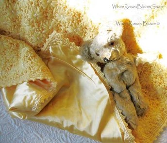 Vintage Afghan Lap Robe Shawl Yellow Hand Knit Daisy Boho Blanket  Keepsake  Heirloom Gift WhenRosesBloom