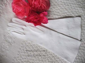White Gloves Matinee Wedding Tea Retro Vintage Mid Century Bride Bridesmaid Downton Austen Titanic Cosplay Free Ship  US When Roses Bloom