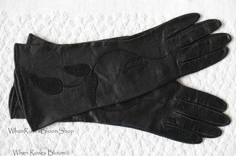Vintage Gloves Black Leather Elegant Matinee Sophisticated Hollywood  Mid Century Style Cosplay NOS New Old  FREE ship US WhenRosesBloom