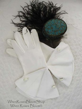 Vintage White Gloves Retro Mid Century Tea Party Style Wedding Bride Bridesmaid Miss Fisher Downton Cosplay   Free Ship US WhenRosesBloom