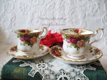 Tea Cup Old Country Roses Mommy & Me set Royal Albert English Bone China Rare Vintage Retro TeaTime Gift  Mid Century WhenRosesBloom