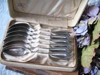 Silver Tea Spoons Sheraton Pattern Set 6 Circa 1910 Vintage Tea Dessert Presentation Box Gift  Antique Victorian WhenRosesBloom
