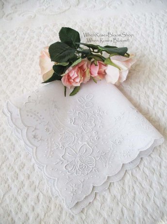 Vintage Madeira Hanky  Wedding Keepsake Mother of the Bride Remembrance Heirloom NOS Fancy Floral Embroidery  FREE Ship  US  WhenRosesBloom