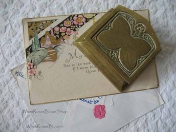 Vintage Stamp Box Decorative Desk Gift Bronze Art Nouveau Art Deco Arts Crafts Butterfly Antique Office Library Decor  WhenRosesBloom