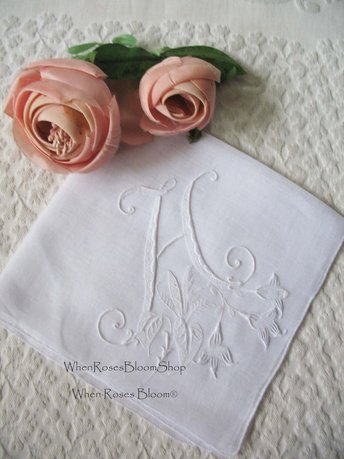 Vintage Madeira Hanky H Initial Monogram Wedding Keepsake Gift Handkerchief Remembrance Romantic Heirloom  Free Ship US WhenRosesBloom