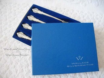 Silver Seafood Cocktail Forks Wallace Royal Baroque Vintage Party Tea Time Tea Gift Entertaining Set of 4  WhenRosesBloom