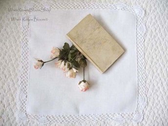 Vintage White Hanky Crochet Lace Wedding Heirloom Classic Keepsake  Remembrance Handkerchief Baby Gift   Free shipping in US  WhenRosesBloom