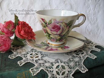 Lefton Tea Cup Pink Roses Made Japan Vintage Mid Century Retro Elegant Tea Gift Downtown Tea Cottage  Shabby Chic Style WhenRosesBloom