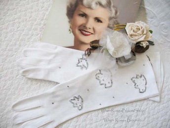 Vintage Long White Gloves  Wedding Dance Mid Century Retro Hollywood Glamour Miss Fisher Downton Cosplay FREE SHIP in US   WhenRosesBloom