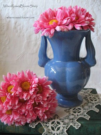 Vintage Blue Vase Art Pottery Colbalt Periwinkle Niloak Ozark Pottery Farmhouse Shabby Chic Cottage Home Decor Gift WhenRosesBloom