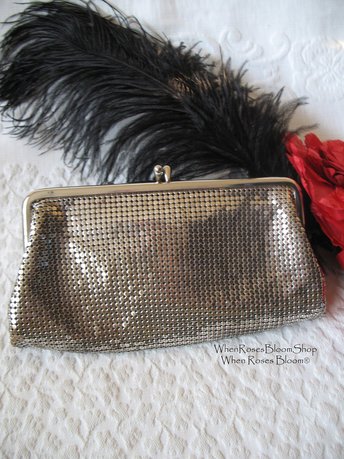 Whiting Davis Clutch Bag Wallet Coin Purse 1940s-1960s  Vintage Retro Wedding Evening Cocktail Party Dance  Classic Vintage WhenRosesBloom