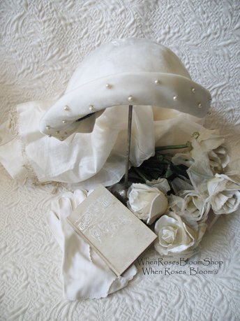 Vintage White Cloche Hat Wedding Cap Elegant Bridal 1st Communion hat Retro Dressy Hat for Tea Downton  Gatsby Cosplay WhenRosesBloom