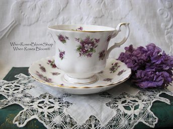 Royal Albert Sweet Violets Vintage Tea Cup English Bone China Retro Tea Time Gift Dainty Mid Century Style Shabby Chic WhenRosesBloom