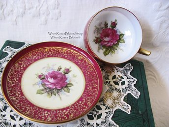 Vintage Tea Cup Pink Roses Made in Japan Saja Mid Century Retro Elegant Tea Gift Victoria Downtown Tea Cottage Shabby Chic WhenRosesBloom