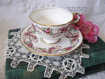 Vintage English Tea Cup Pink Roses Melba Bone China Floral Tea Mid Century Retro English Tea Gift  Shabby Chic Romantic Tea WhenRosesBloom