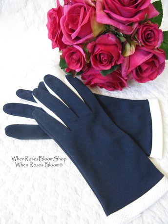 Vintage Gloves Blue White Sz 7 NOS Retro Mid Century Dance Tea Party 60s  Audrey Hepburn Miss Fisher Cosplay Free Ship  US When Roses Bloom