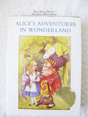 Book Alice in Wonderland 125th Anniversary Vintage Retro Library Decorative Graphic Art Cover Juvenile Child Fiction Fantasy WhenRosesBloom