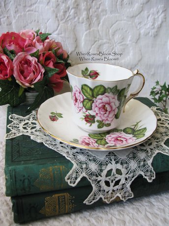 Vintage Tea Cup Shakespeare  Rose English Bone China Tea Gift Dainty Elegant Shabby Chic Retro Mid Century Classic British WhenRosesBloom