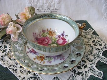 Vintage Tea Cup Floral Royal Sealy Child Dolly Mommy & Me Nana Tea Party Demitasse Cappuccino Cottage Farmhouse  Shabby Chic WhenRosesBloom